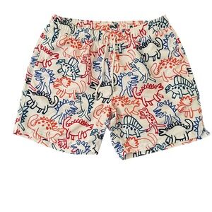 Bluemint Arthus XL 6in White Dinosaur Doodle Print Mens Mesh Lined Swim Trunks